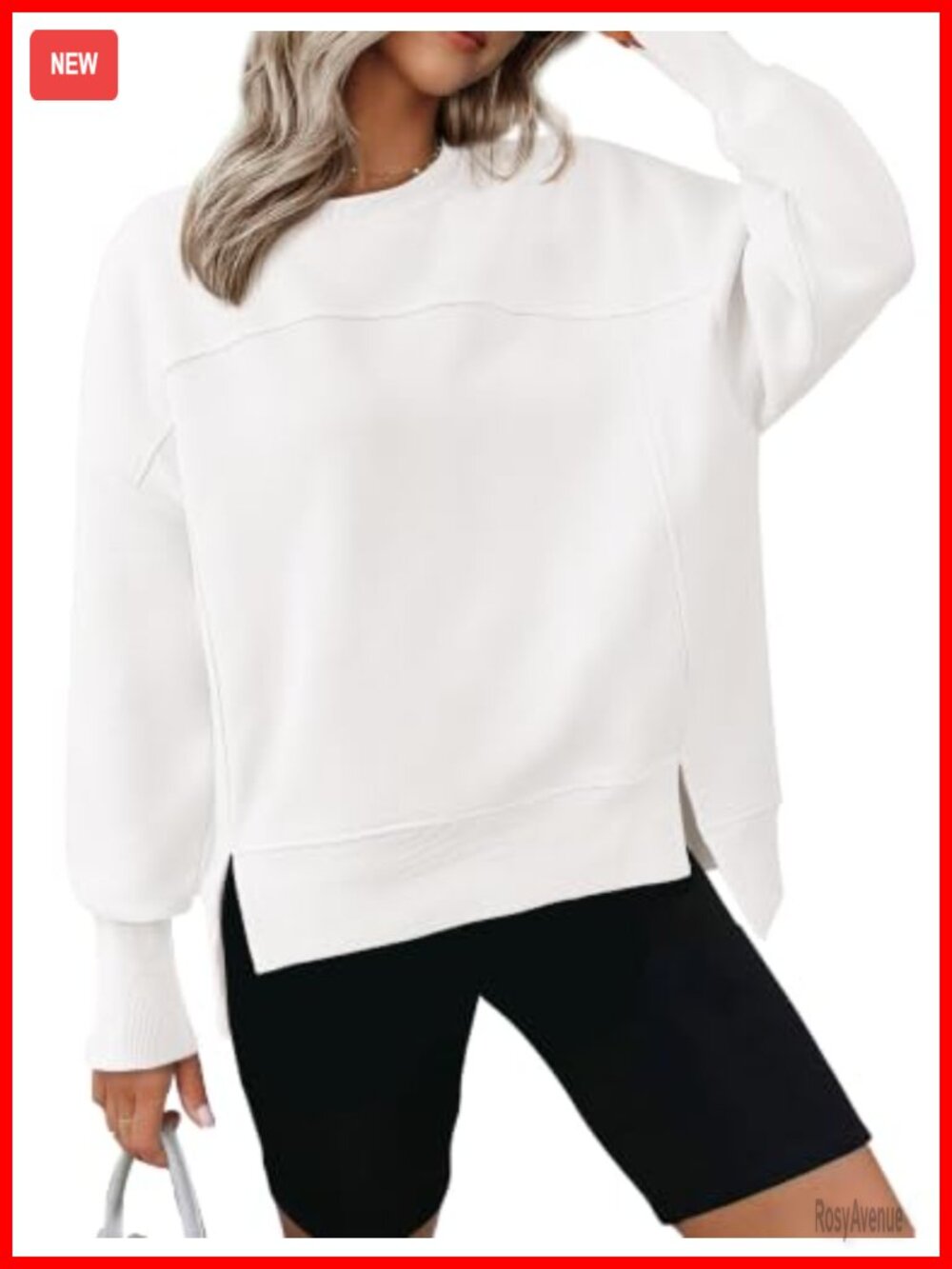 Women's Crewneck Sweatshirt Fleece Pullover High Low Side Slit